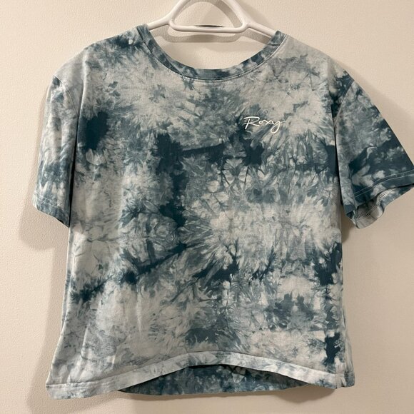 Roxy Women's Tie Dye Short Sleeve T-Shirt, Small, Blue and White - Picture 1 of 6